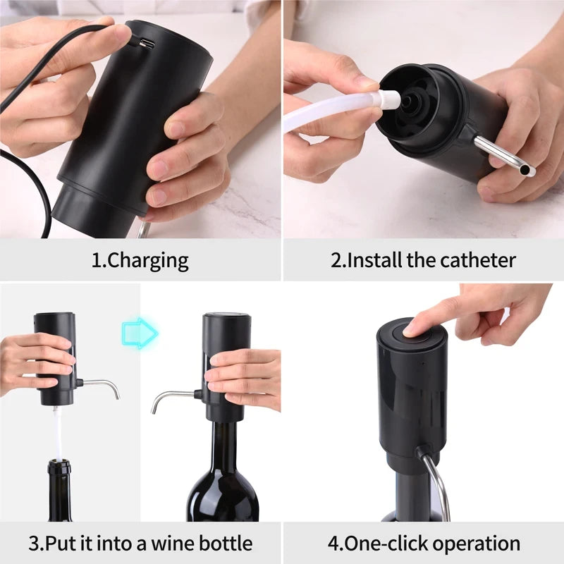Gadgit Co Rechargeable Electric Wine Aerator & Decanter | Type-C, Auto Pour, Gift