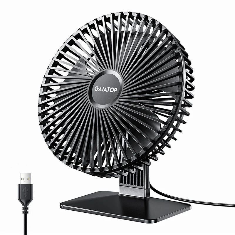 GAIATOP Desk Fan Portable USB Fan 90° Adjustable. Mute 3 Speed Adjustment